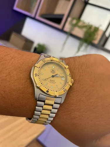 稼働 TAG HEUER 937.406 メンズ プロフェッショナル ゴールド Relogio Tag Heuer 2000 Professional Masculino Aço Dourado