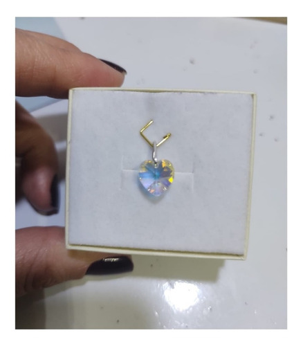 Imagem 5 de 6 de 10 Pingentes Cristal Swarovski Coração Boreal 1,0c Prata 925