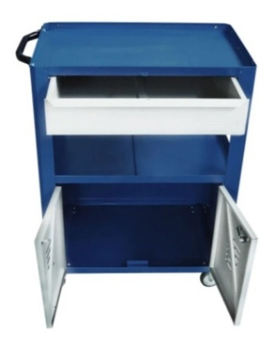 Imagem 3 de 3 de Carrinho Armario Porta Ferramentas Organizador Em Aco Azul