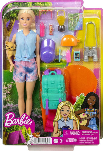 Barbie Viajera Campamento Muñeca Con Cachorro +10 Accesorios