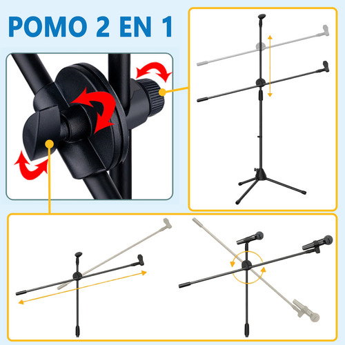 Pie De Micrófono Trípode Ajustable Doble Boom Cantar Actuar