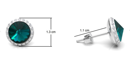 Imagen 3 de 8 de Arete Broquel Rivoli Bluecirco De Plata .925 Agálea Joyería