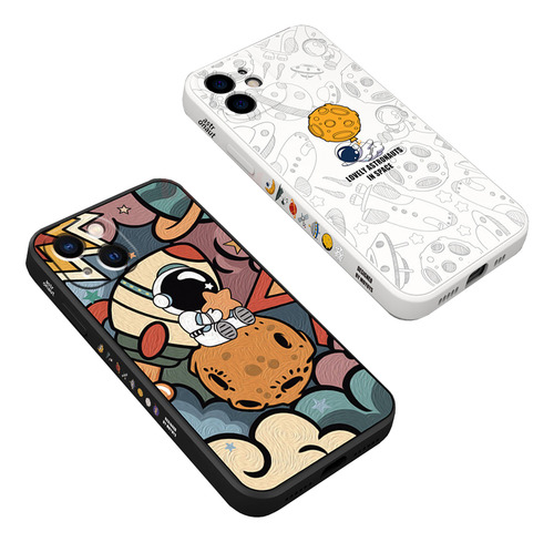 Funda De Teléfono Cartoon Planet Astronaut De 2 Piezas Para