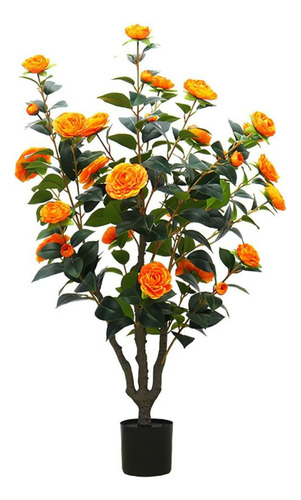 Árbol Artificial Camelia En Maceta Para Hogar Oficina 100cm