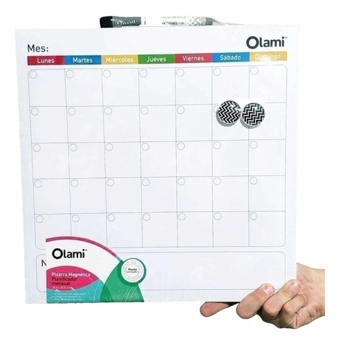 Pizarra Planner Mensual Magnetica 35x35cm Marcador + Imanes