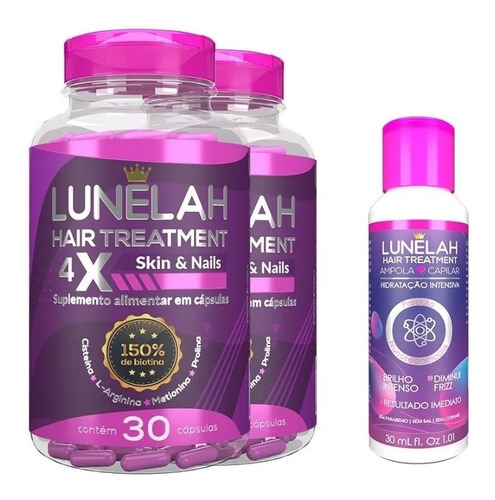 Hidratação Para Cabelo 150% Biotina 2x 30caps Ampola Lunelah