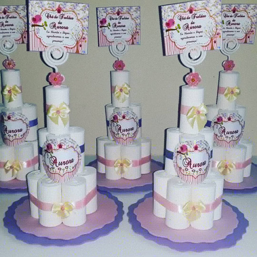 10 Centros De Mesa Mini Bolo E 50 Mini Calendários Imã
