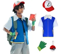 Comprar Disfraz De Cosplay Para Niños, Disfraz De Fiestas Halloween, Con Capucha Chaqueta Guantes Pokebola, Disfraz De Cosplay Ash Ketchum