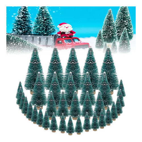 34 Unidades De Árbol De Navidad Con Base De Madera, Mini Dec