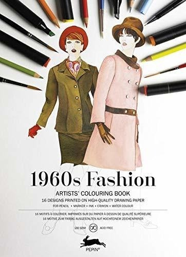 Libro Para Colorear De Moda De Los Años 60 De 16 Hojas 