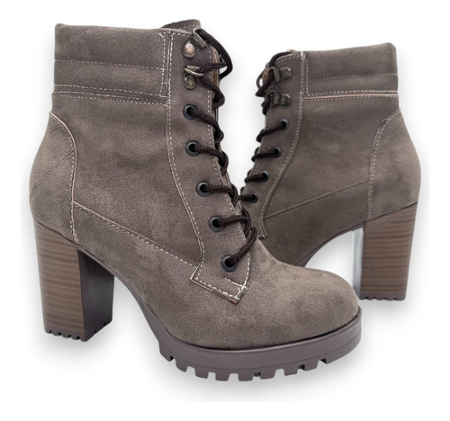 Botines Para Dama De Tacón Alto Con Cordones Elegantes