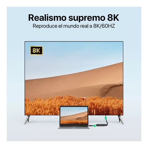 Imagen 4 de 8 de Cable Hdmi Ugreen 2.1 8k/60hz 4k/120hz 3mt Ultra High Speed