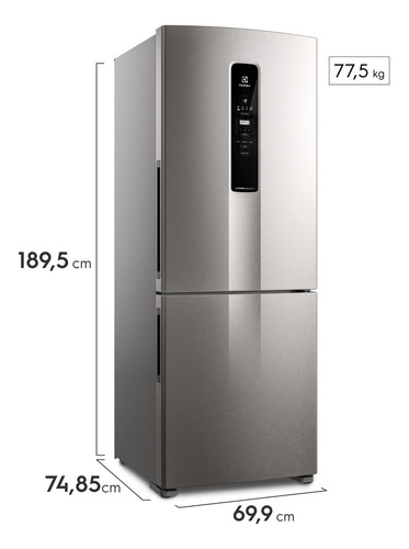 Geladeira com freezer inverter Electrolux IB55 con capacidad de 488L 127V -inox