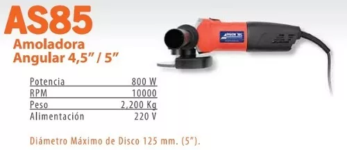 vamos a hacerlo Mirilla Imperativo Amoladora Angular 4 1/2 Argentec As85 800w 115 Mm.