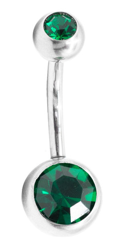 Piercing Ombligo Tb0019 2 Joyas 14gx10x5/8 Verde Os Titanium