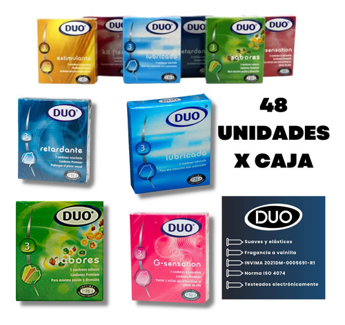 Preservativos Duo Caja De 48 Paquetes / Condones Cod 2622