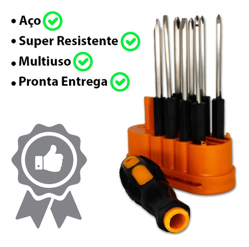 Imagem 5 de 6 de Chave Philips Kit Com 10 Pçs 4 Philips E 4 Fenda Com Estojo