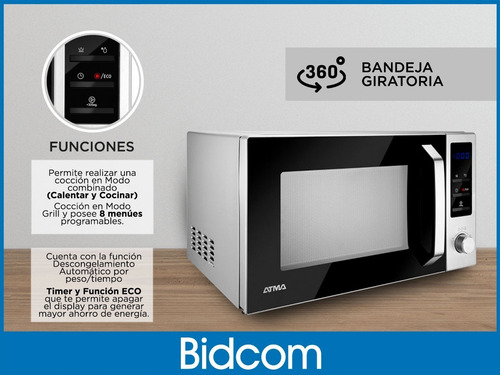 Microondas Grill Atma MD1828GN acero inoxidable 28L 220V