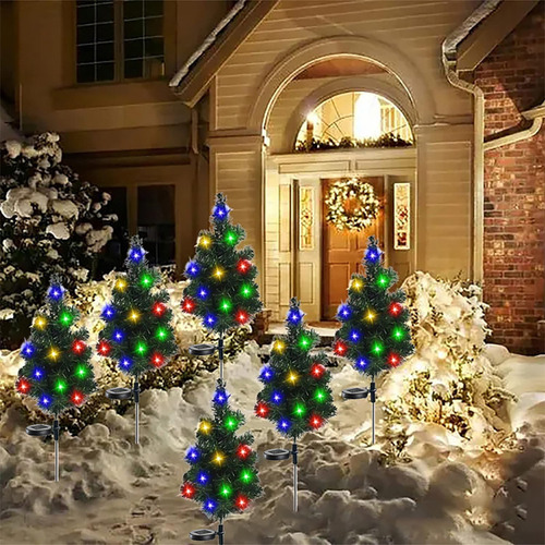 4 Pcs Led Solar Árbol De Navidad Luces Decoración De Jardín