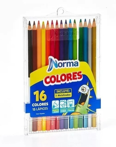 Colores Norma 16 Colores Incluye 3 Metalizados Escolares 