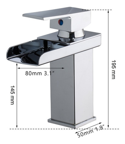Imagen 2 de 8 de Grifería Monocomando Cascada Cromado Para Vanitory