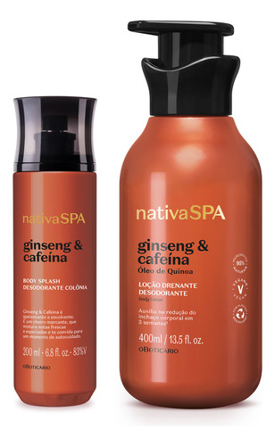 Combo Nativa Spa Ginseng E Cafeína: Loção Drenante 400ml + B