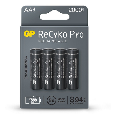 08 Pilhas Aa Pequena Recarregável Pro 2000 Mah Gp 2 Cartelas