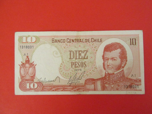 Billete Chile 10 Pesos Firmado Baraona-molina 1975