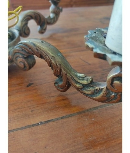 Araña De Bronce Para Armar. Caireles De Cristal. (Usado)