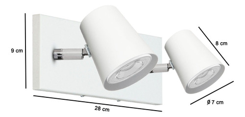 Lampara Aplique Pared Lima 2 Luces Led Cono Spot Movil Gu10 Blanco Gioluce