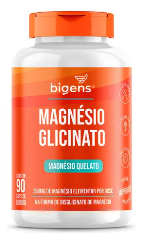 comprar Magnésio Glicinato Quelato 350mg Elementar, 90cps Bigens Sabor Neutro