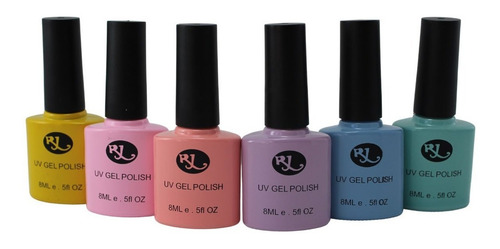 Esmalte de uñas color Rj Gel semipermanente+ Crema manos Soak-off gel polish de 8mL - Pack de 6 unidades color Letra DG