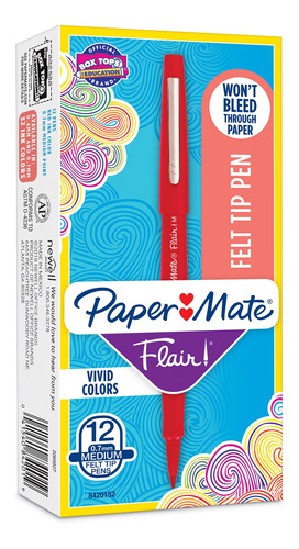 Set De 12 Bolígrafos Color Rojo Flair Paper Mate