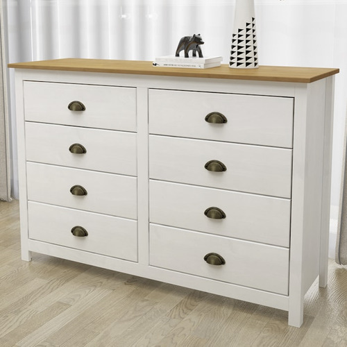 Comoda 8 Gavetas Madeira Maciça 125 Cm 9102 Branco Freijo Mi