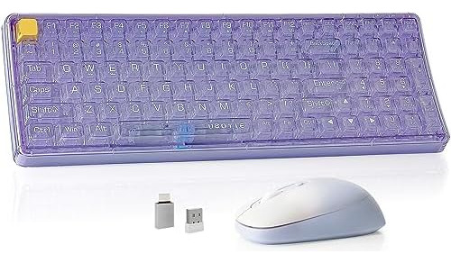 Combo Teclado Y Mouse Inalámbrico Transparente, Ubotie 100