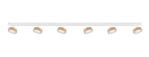 Riel 2m Con 6 Cabezales Egos Madera Led Living Buena Luz