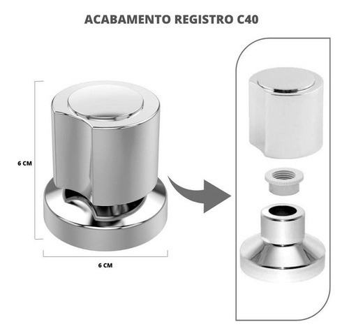 Kit 2 Peças De Registro Mais Acabamento Metal C40 Serve Deca