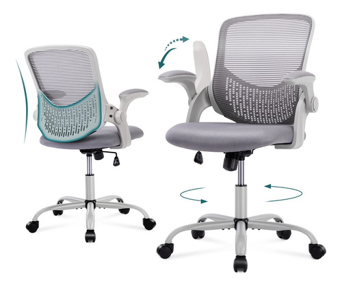 Silla De Oficina, Silla Ergonómica De Malla Para Computado. Color Gris