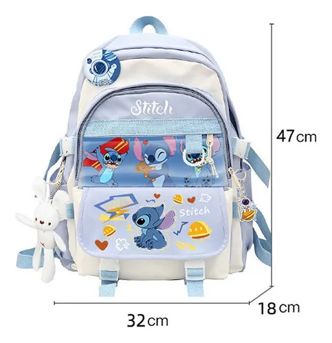 Mochila Stitch ligera para portátil de gran capacidad, color azul, estilo  4, diseño de tela lisa