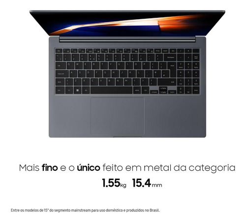 Notebook Samsung Book4 I3 8gb 256 Ssd W11p Np754xgj-kg6br Grafite