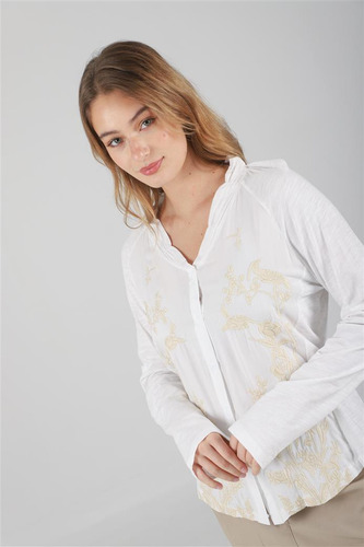 Camisa Pina Premium De Fibrana Con Bordes Bordados Gu70008