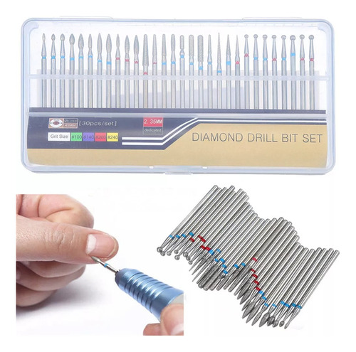 Kit 30 Brocas Diamantada Profissionais Para Unhas