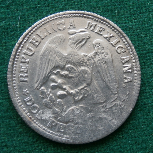 1914 2 Pesos Revolucion Plata Guerrero  Cospel Delgado