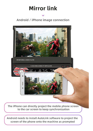 Dh1 Pantalla Retráctil Mirrorlink De 7 Pulgadas 1din