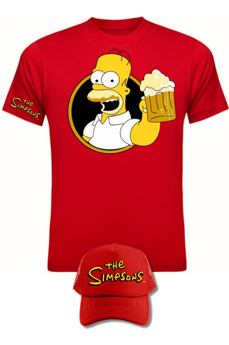 Camiseta Manga Corta Homero J Simpson Beer Obsequio Gorra 