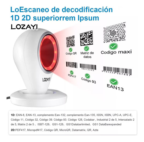 Lector Código De Barras Omnidireccional 1d/2d/qr Con Usb Blanco Usb