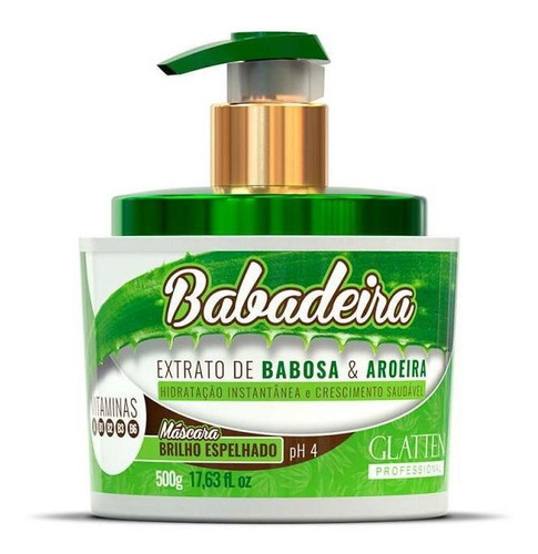 Máscara Babadeira Extrato De Babosa E Aroeira Glatten 500g