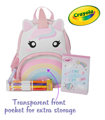 Minimochila Crayola De Neopreno Con Forma De Unicornio Para Niñas Y Niños Pequeños, Marcadores Y Bloc De Notas, 10 Pulgadas, Rosa