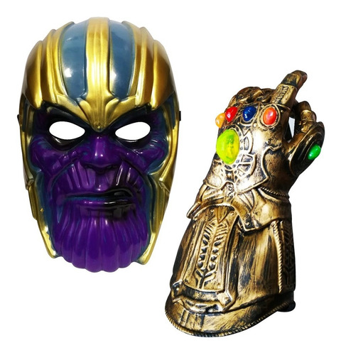 Set Thanos Disfraz Niños Guante Luces Zr999 + Máscara Casco