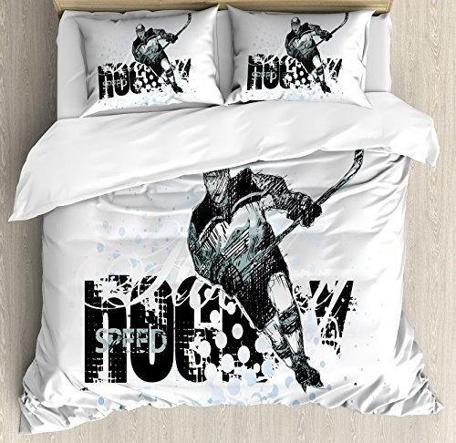 Ambesonne Hockey Cubierta Del Duvet, Grunge Arte Bosqu